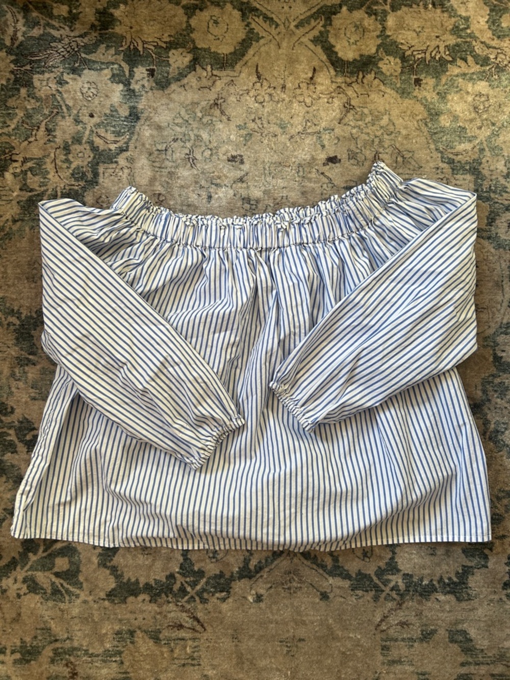 GAP Blue & White Striped Off-the-Shoulder Top